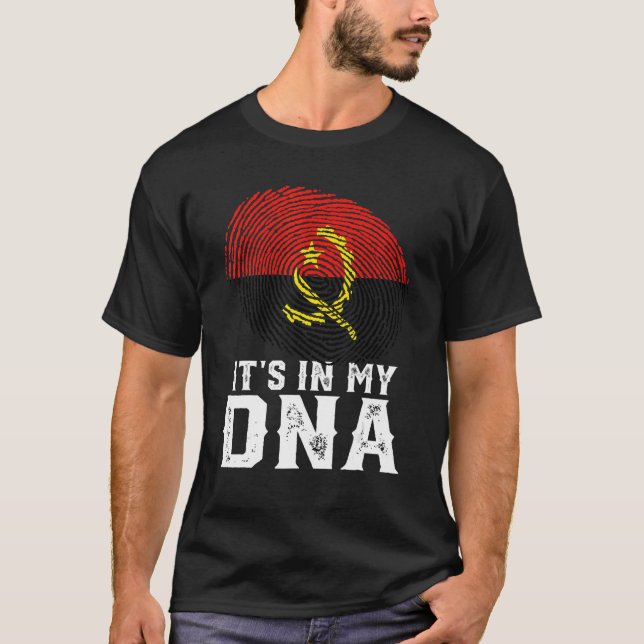 T-shirt Retro C'est dans mon ADN Empreinte Angola Drapeau (Devant)