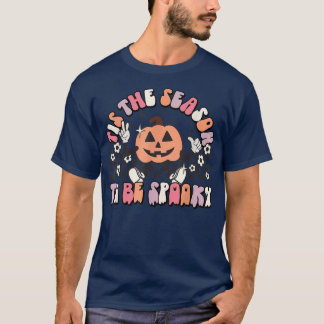 T-shirt Retro C'Est La Saison D'Être Éffrayant Floral Citr