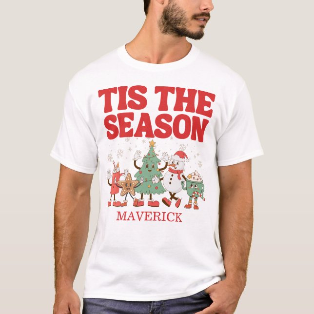 T-shirt Retro C'Est La Saison Noël (Devant)