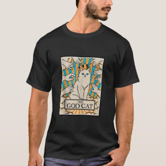 T-shirt Retro Chat Le Dieu Chat Carte Tarot Halloween Chat