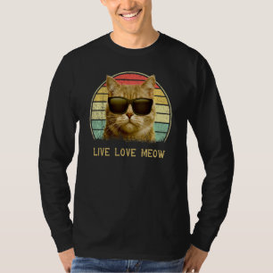 T-shirt Retro Chat Pour Chat 2022 Drôle Live Love Meow