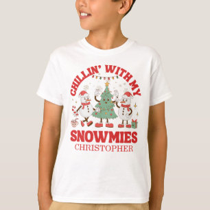 T-shirt Retro Chillin' avec mes neiges Noël