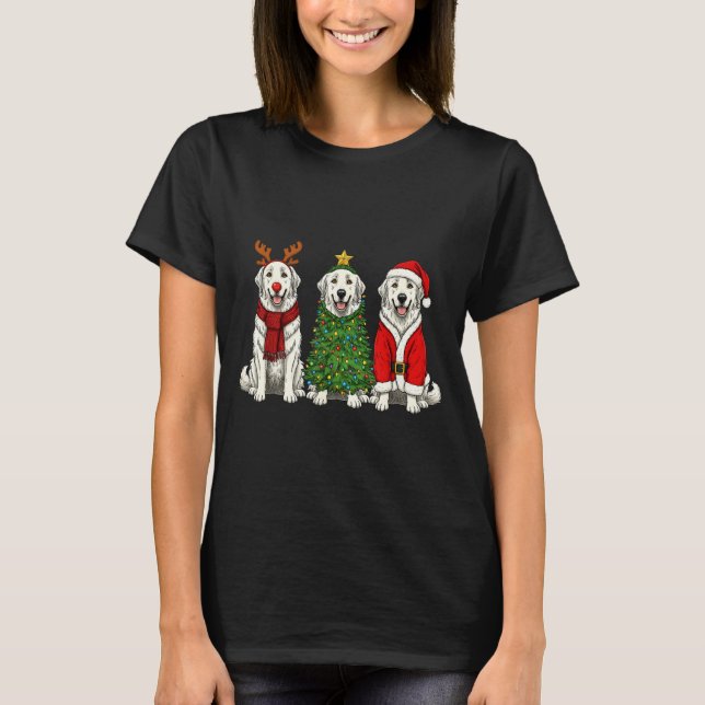 T-shirt Retro Christmas Great Pyrenees Santa Reindeer Dog  (Devant)