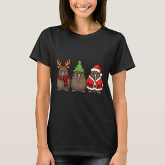 T-shirt Retro Christmas Kiwi Bird Santa Reindeer 