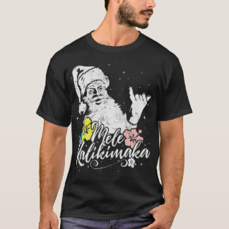 T-shirt Retro Christmas Mele Kalikimaka Santa Shaka Hawaii