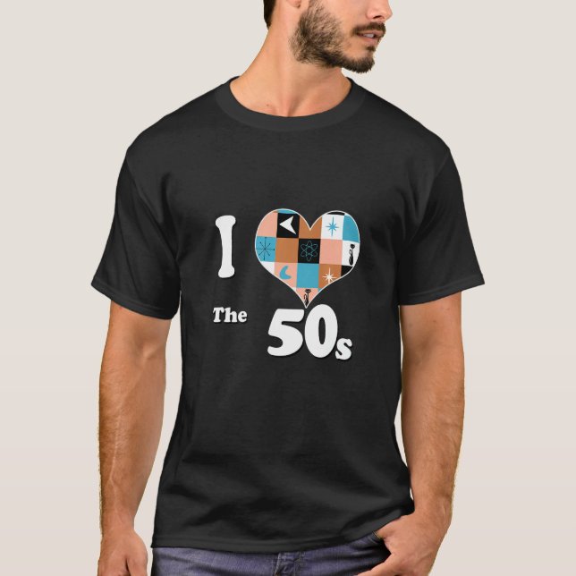 T-shirt Retro Classic 60s 1950s 1960s Mid Century I Heart (Devant)