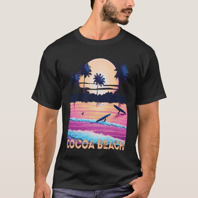 T-shirt Retro Cocoa Beach Florida Souvenir Surf (Devant)