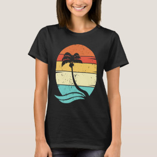 T-shirt Retro Coconut Tree Vintage Sunset Palm Beach For H