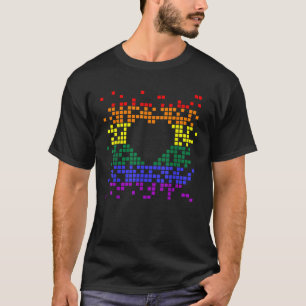 T-shirt Retro Coeur Pixel Gamer Gay pride LGBT Gaymer Rain