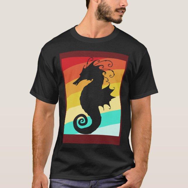 T-shirt Retro Colorful Seahorse (Devant)