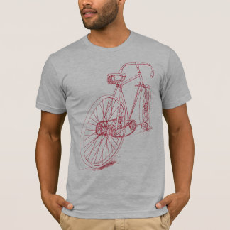 T-shirt Rétro conception de dessin de bicyclette en rouge