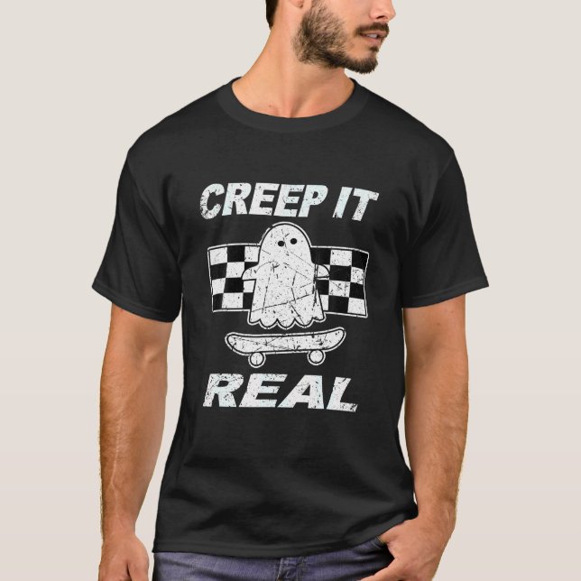 T-shirt Retro Creep It Real Ghost Halloween Hommes femmes (Devant)