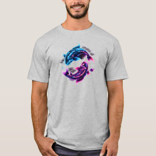T-Shirt Rétro Cyber Koi Fish Neon Japonais Vaporwa
