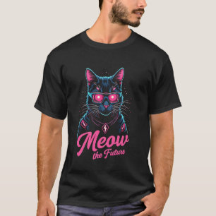 T-shirt Retro Cyber Punk Chat Glow Meow Le Futur Cool Fut