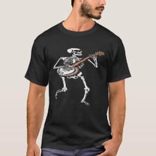 T-shirt Retro Dancing Skeleton Banjo Graphisme Vintage