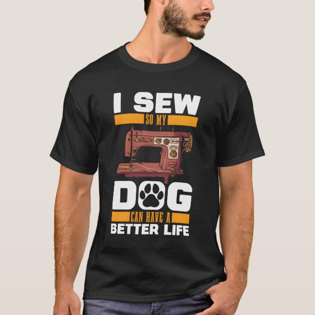 T-shirt Rétro de la famille Sewing Dog (Devant)