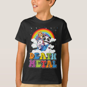 T-shirt Retro Death Metal Chat Rainbow Unicorn Funny Lourd