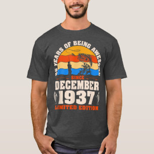 T-shirt Retro December 1937 85 Year Old Fishing Lover 85th