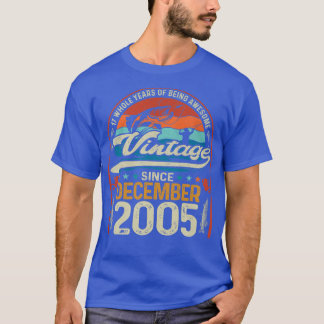 T-shirt Retro December 2005 17 Year Old Fishing Lover 17th
