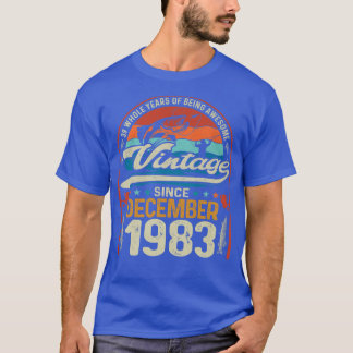 T-shirt Rétro Décembre 1983 39 Ans Amoureux de la pêche 39