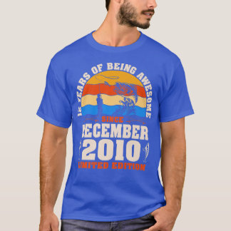T-shirt Rétro Décembre 2010 12 Ans Amoureux de la pêche 12