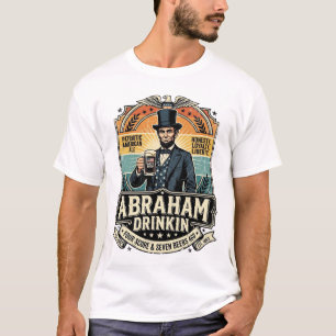 T-Shirt rétro décontracté buvant Abraham patriotiq