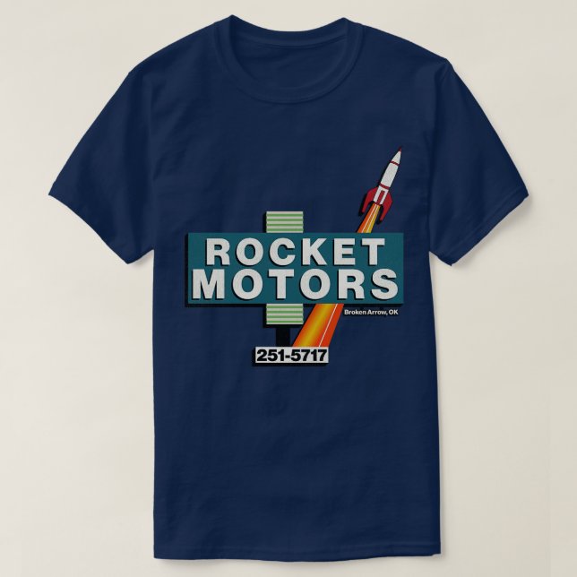 T-shirt Retro Déficit Rocket Motors Auto Concessionnaire T (Design devant)