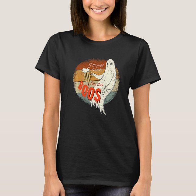 T-shirt Retro Déplaisant Halloween Ghost Tee Im Juste Ici  (Devant)