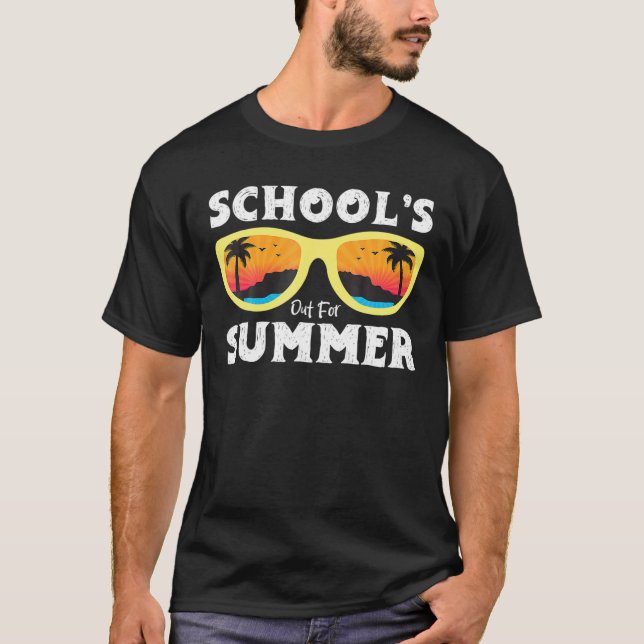 T-shirt Retro Dernière Journée D'Écoles Sorties Pour L'Été (Devant)