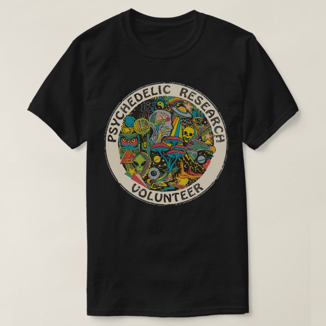 T-shirt Retro Design Research Volontaire Psychedélique (Design devant)