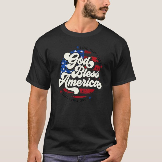 T-shirt Retro Dieu bénisse l'Amérique terre que j'aime Usa (Devant)