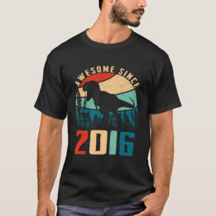 T-shirt Retro Dinosaur 7ème Anniversaire 7 ans Awesome dep