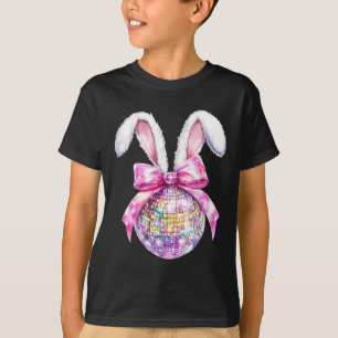 T-shirt Retro Disco Byn Bunny Coquette Bow Jour de Pâques