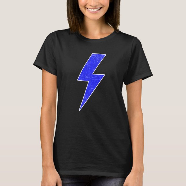 T-shirt Retro Distressed BLUE & WHITE Lightning Bolt (Devant)