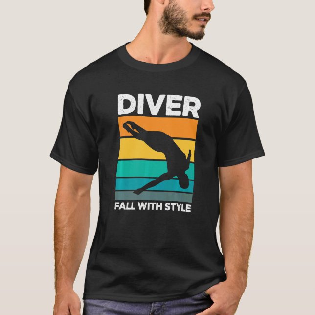 T-shirt Retro Diver Fall Avec Style Plongée Scuba Plongée  (Devant)