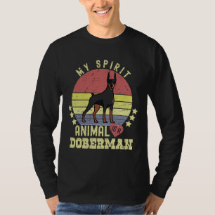 T-shirt Retro Doberman Mon Esprit Animal Est Un Doberman