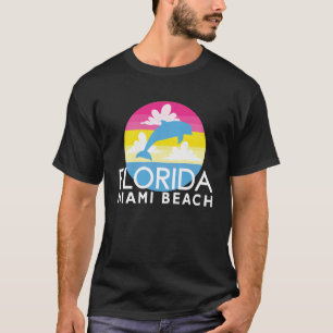 T-shirt Retro Dolphin Miami Beach FL Sun Wear Fashion Miam