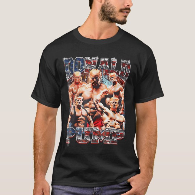 T-shirt Retro Donald Pump Gym Collage Photo Mème Drôle (Devant)