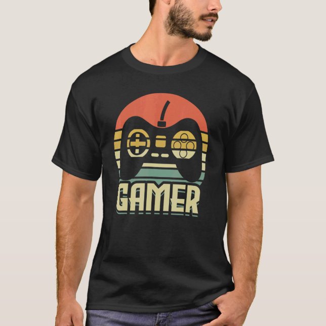 T-shirt Retro du joueur avec console de jeu (Devant)