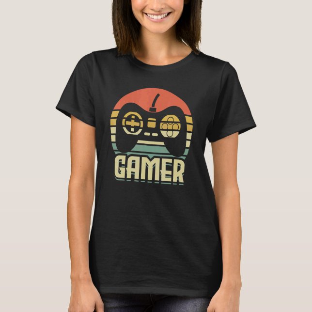 T-shirt Retro du joueur avec console de jeu (Devant)