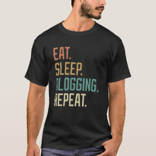 T-shirt Retro Eat Sleep Blogging Répéter Vintage