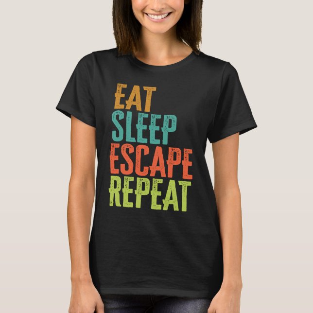 T-shirt Retro Eat Sleep Échap Répéter Gamer Jeu vidéo Jeu  (Devant)