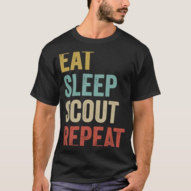 T-shirt Retro Eat Sleep Scout Boy Scouting Leader (Devant)
