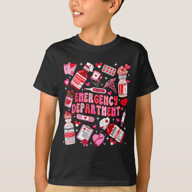 T-shirt Retro Emergency Department Ed Er Nurse Valentines  (Devant)