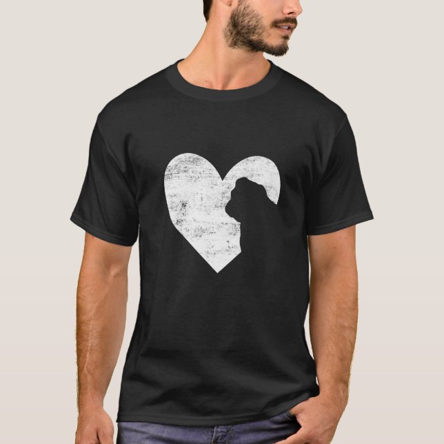 T-shirt Retro English Bulldog Chien Coeur Saint Valentin D (Devant)
