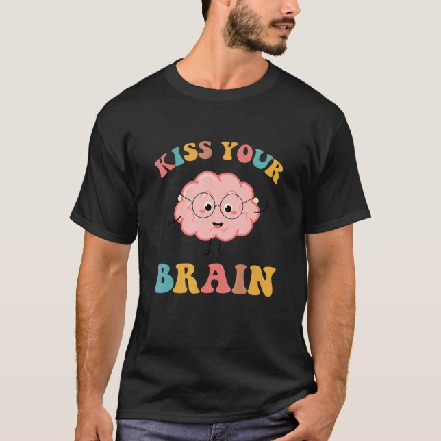 T-shirt Retro Enseignant Embrasse Votre Cerveau Mange Reto (Devant)