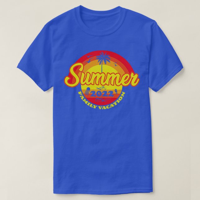 T-shirt Rétro été vacances en famille 2022 (Design devant)