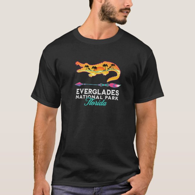 T-shirt Retro Everglades Parc National Floride Alligator S (Devant)