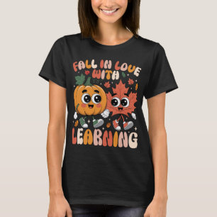 T-shirt Retro Fall In Love With Learning Automne Citrouill