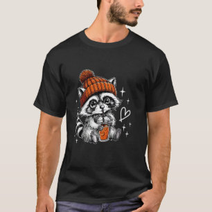 T-shirt Retro Fall Racoon Café Feral Racoon Citrouille Aut